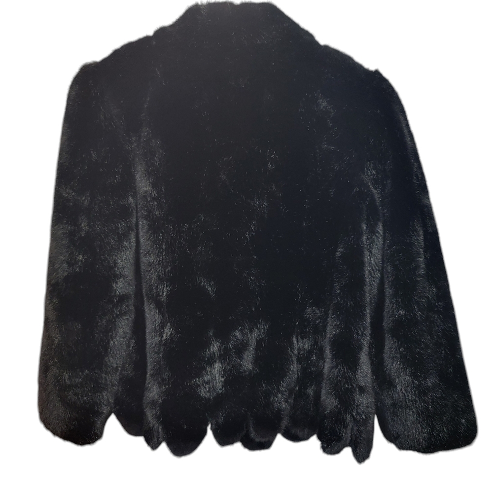 Vintage Xcentrix Women's Faux Fur Coat Black Formal Cropped Winter Jacket - Picture 3 of 16